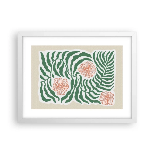 Poster in einem weißen Rahmen - Aufgeblüht in Grün - 40x30 cm