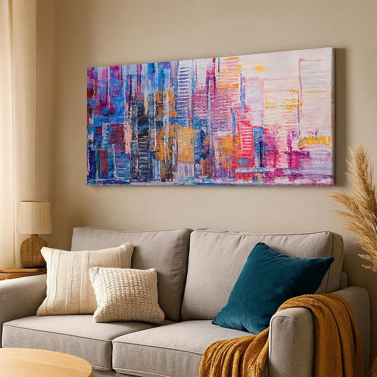 Bild auf Leinwand - Leinwandbild - Fröhliche Metropole - 100x40 cm