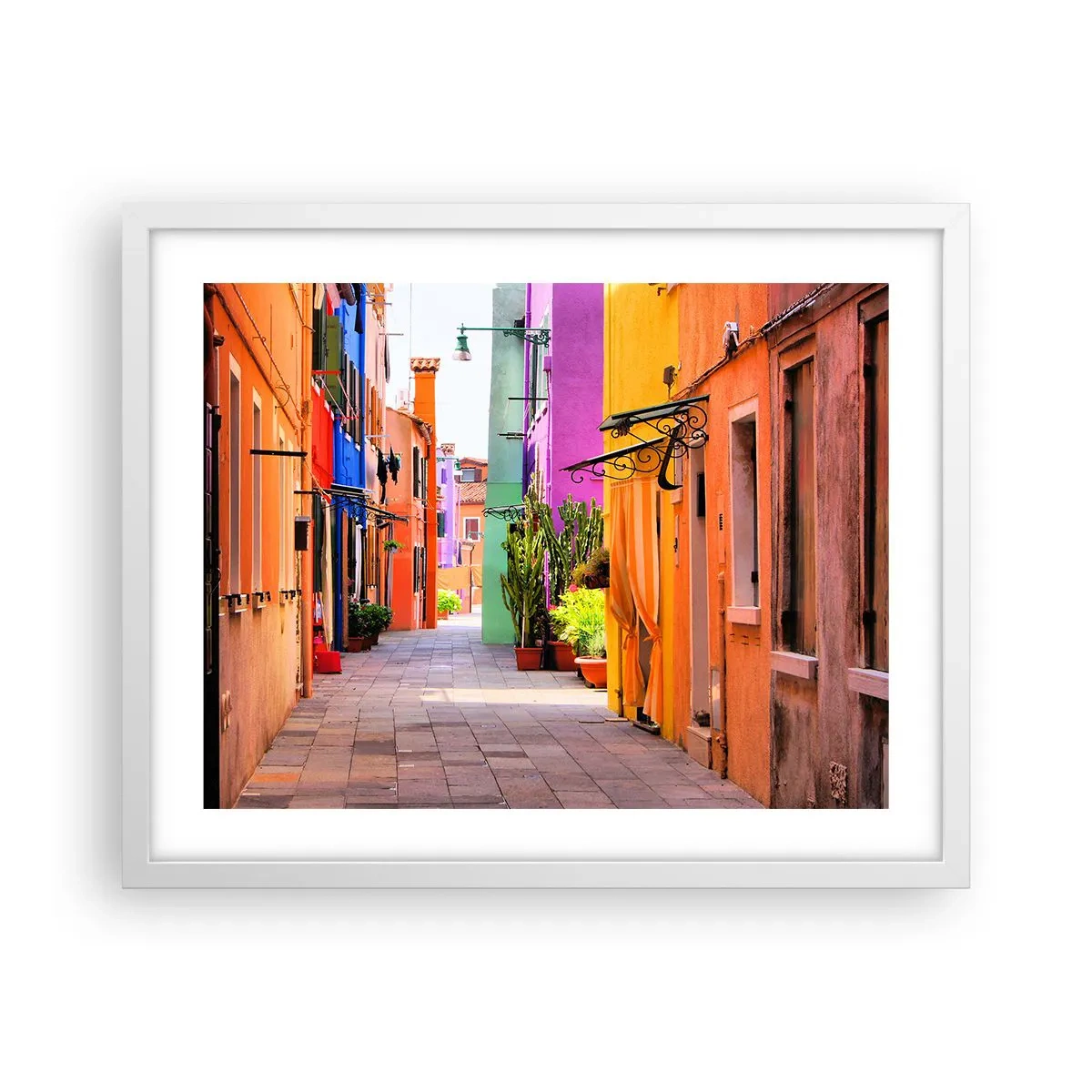 Poster in einem weißen Rahmen - Regenbogengasse - 50x40 cm
