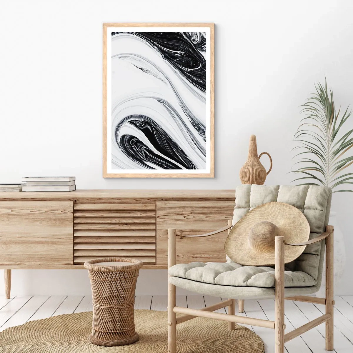 Poster in einem Rahmen aus heller Eiche - Kombination aus Gegensätzen - 61x91 cm