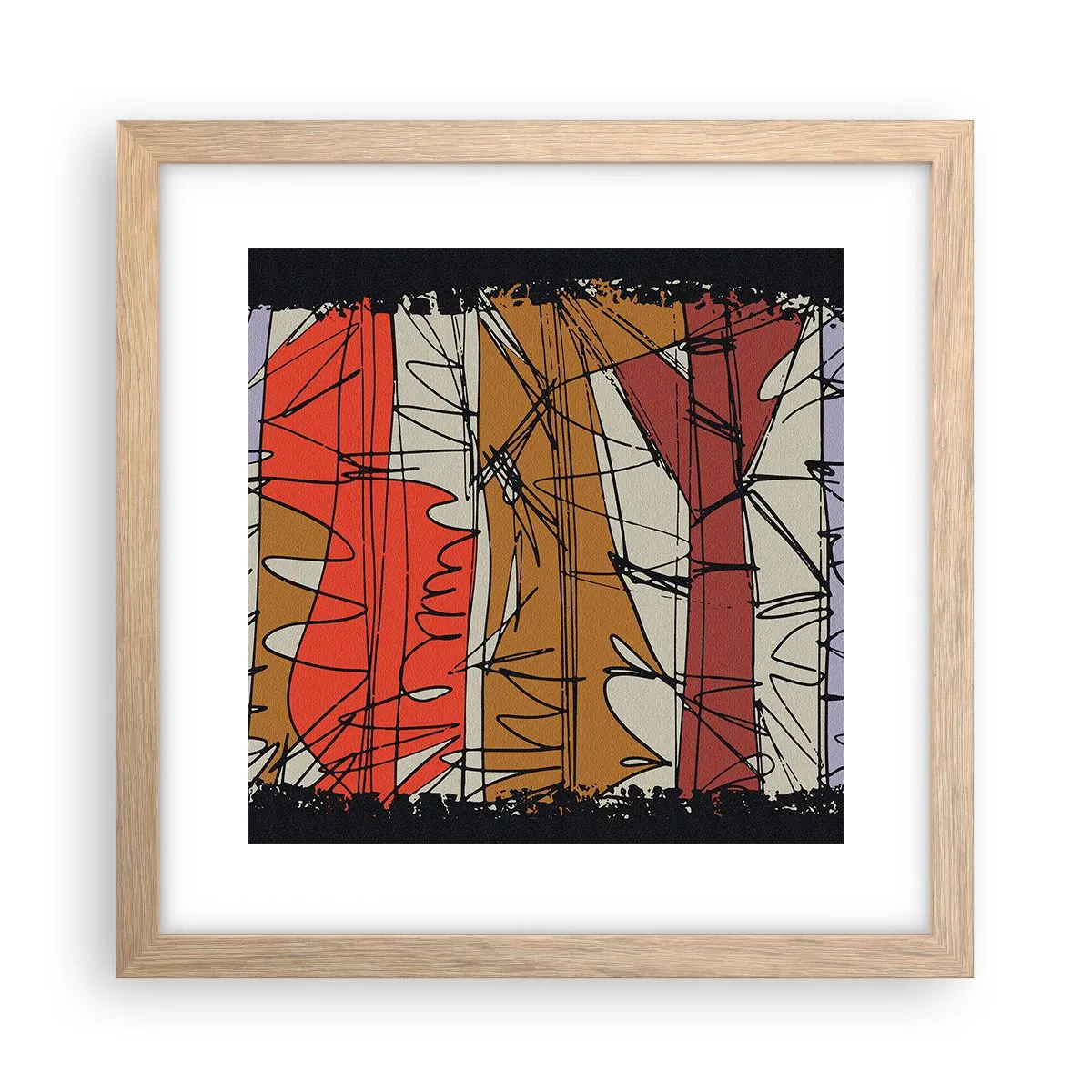 Poster in einem Rahmen aus heller Eiche - Spontane Komposition - 30x30 cm