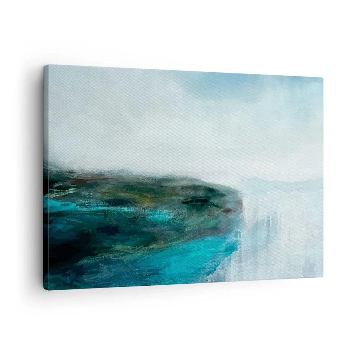 Bild auf Leinwand - Leinwandbild - Abstrakte Landschaft in Türkis- und Grautönen - 70x50cm - Nautische Abstraktion - Moderne Wanddekoration für Wohnzimmer und Schlafzimmer ARTTOR