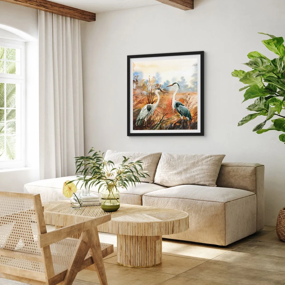 Poster in einem schwarzem Rahmen - Wohin im Herbst? - 30x30 cm