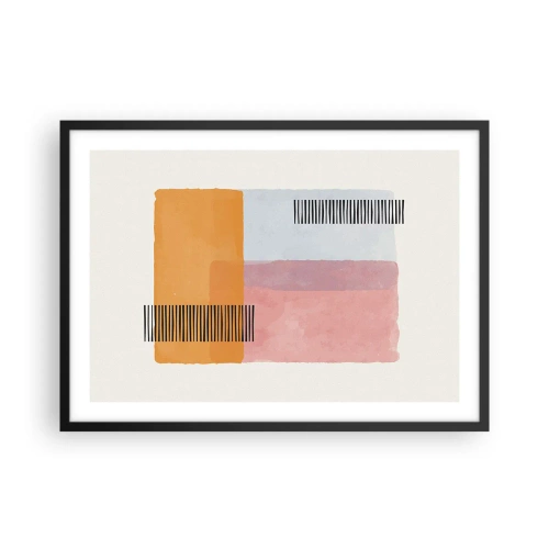 Poster in einem schwarzem Rahmen - Geometrie in Pastellfarben mit Linien auf hellem Hintergrund - 70x50cm - Von Ecke zu Ecke - Moderne Wanddekoration für Wohnzimmer und Schlafzimmer ARTTOR