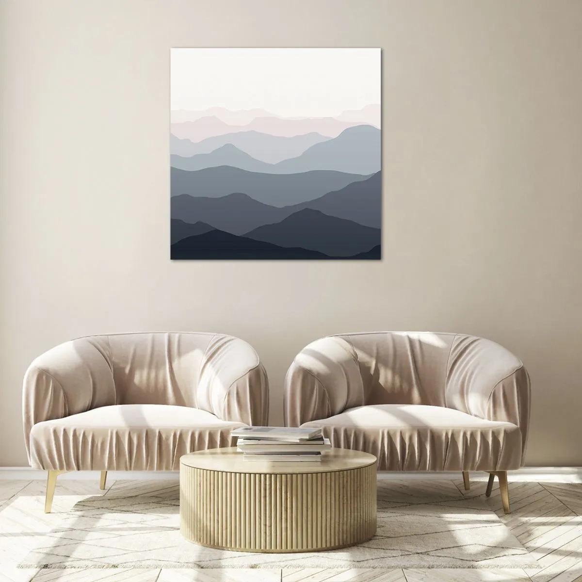 Glasbild - Bild auf glas - Wellen der Berge - 70x70 cm