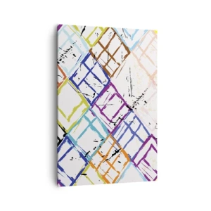 Bild auf Leinwand - Leinwandbild - Bunte Abstraktion mit geometrischen Formen auf weißem Hintergrund - 70x100cm - Zellen zu vermieten - Moderne Wanddekoration für Wohnzimmer und Schlafzimmer ARTTOR