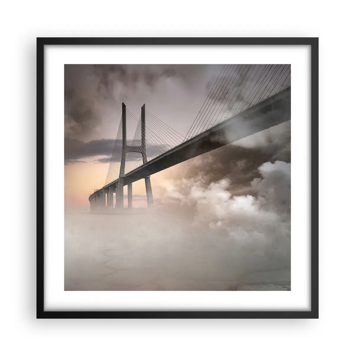 Poster in einem schwarzem Rahmen - Auf dem Fluss, den es nicht gibt - 50x50 cm