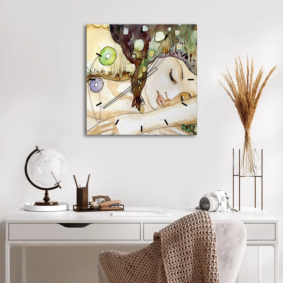 Wanduhr - Glasuhr - Ein smaragd-violetter Traum - 40x40 cm