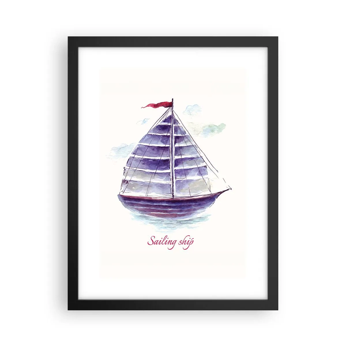 Poster in einem schwarzem Rahmen - Volle Segel und ruhiges Wasser - 30x40 cm