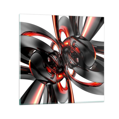 Glasbild - Bild auf glas - Uhrwerk in Graphit und Rot - 70x70 cm