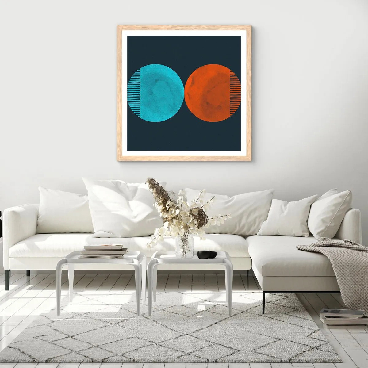 Poster in einem Rahmen aus heller Eiche - Nur Geometrie? - 40x40 cm