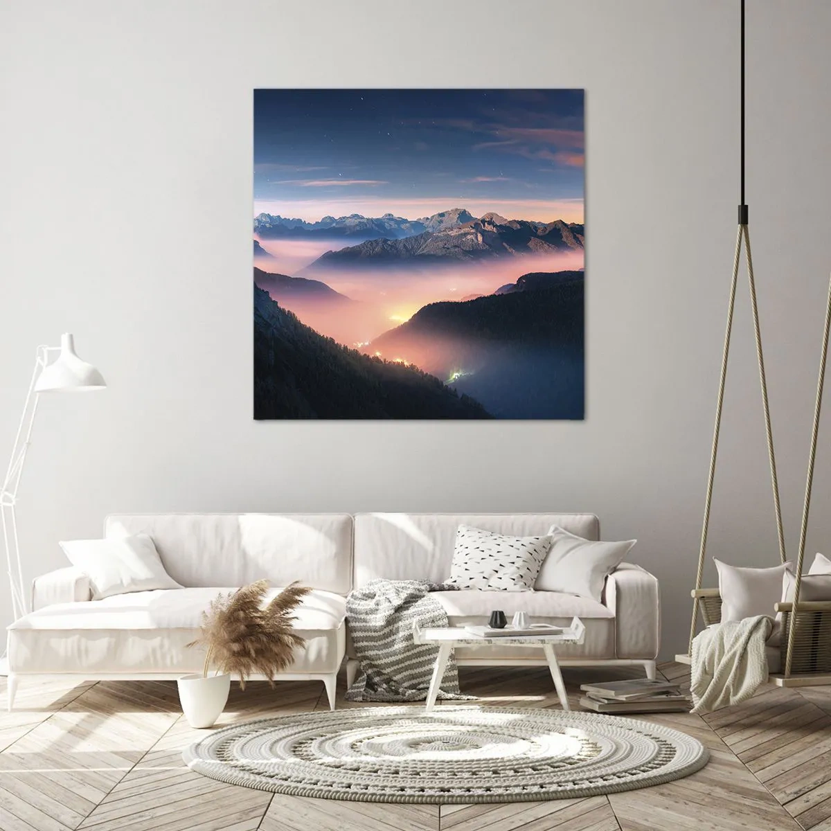 Bild auf Leinwand - Leinwandbild - Licht in den Tälern - 60x60 cm