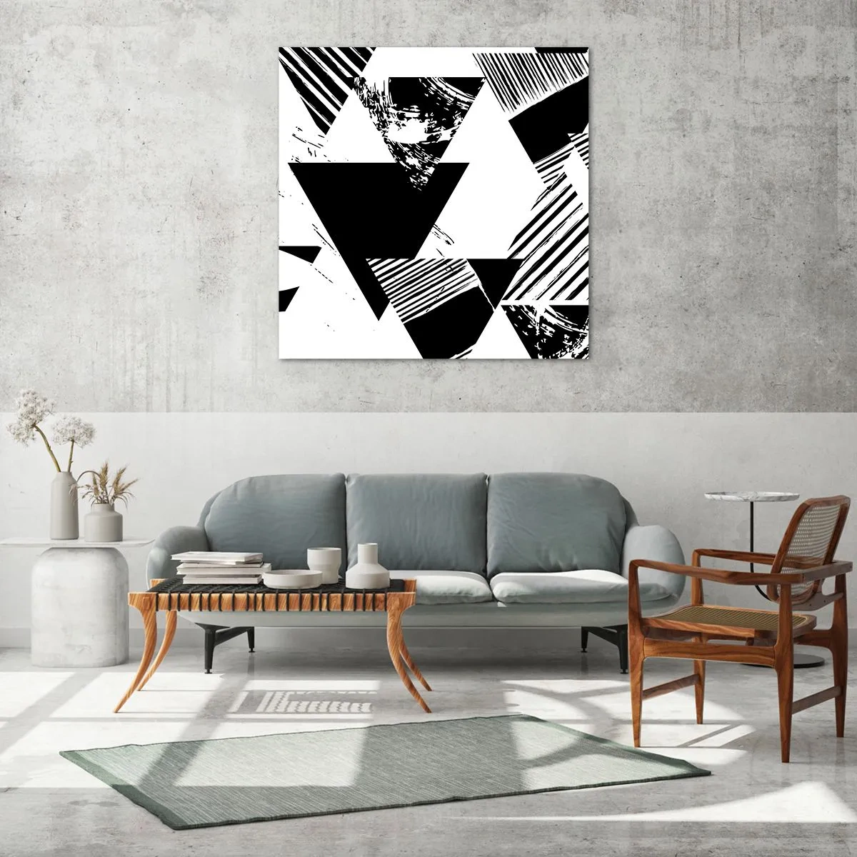 Glasbild - Bild auf glas - Regen von Dreiecken - 60x60 cm