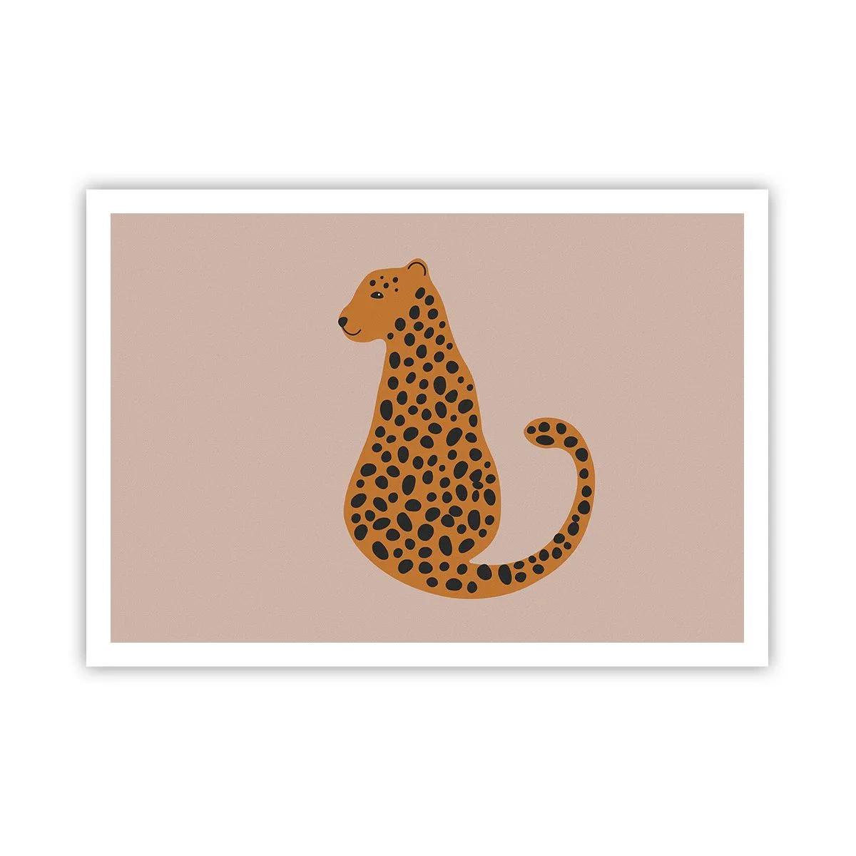 Poster - Eine minimalistische Zeichnung eines Panthers auf beigem Hintergrund - 100x70cm - Leopardenmuster ist ein modisches Muster - Moderne Wanddekoration für Wohnzimmer und Schlafzimmer ARTTOR