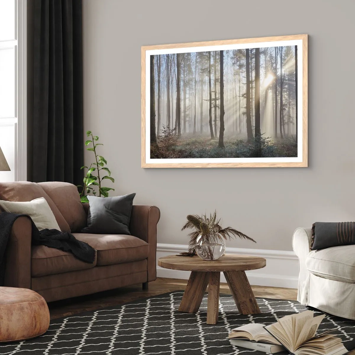 Poster in einem Rahmen aus heller Eiche - Der Nebel ist auch aufgewacht - 40x30 cm