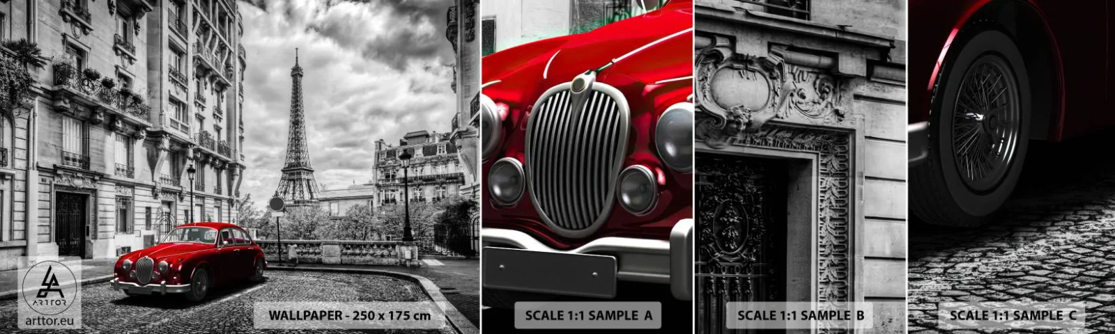 Fototapetenmuster Standard Eco - Raubtier in der Stadt - Stadt, Eiffelturm, Paris - 100x30 cm