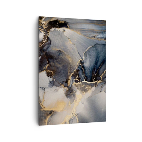 Bild auf Leinwand - Leinwandbild - Abstraktes Gold und Grau auf Leinwand - 70x100cm - Leben aus Stein - Moderne Wanddekoration für Wohnzimmer und Schlafzimmer ARTTOR