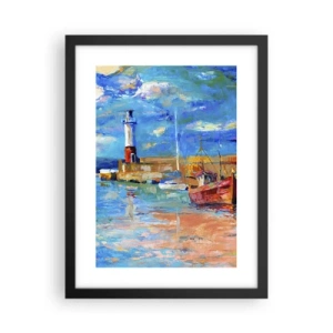 Poster in einem schwarzem Rahmen - Ein Nachmittag in der Regenbogenbucht - 30x40 cm