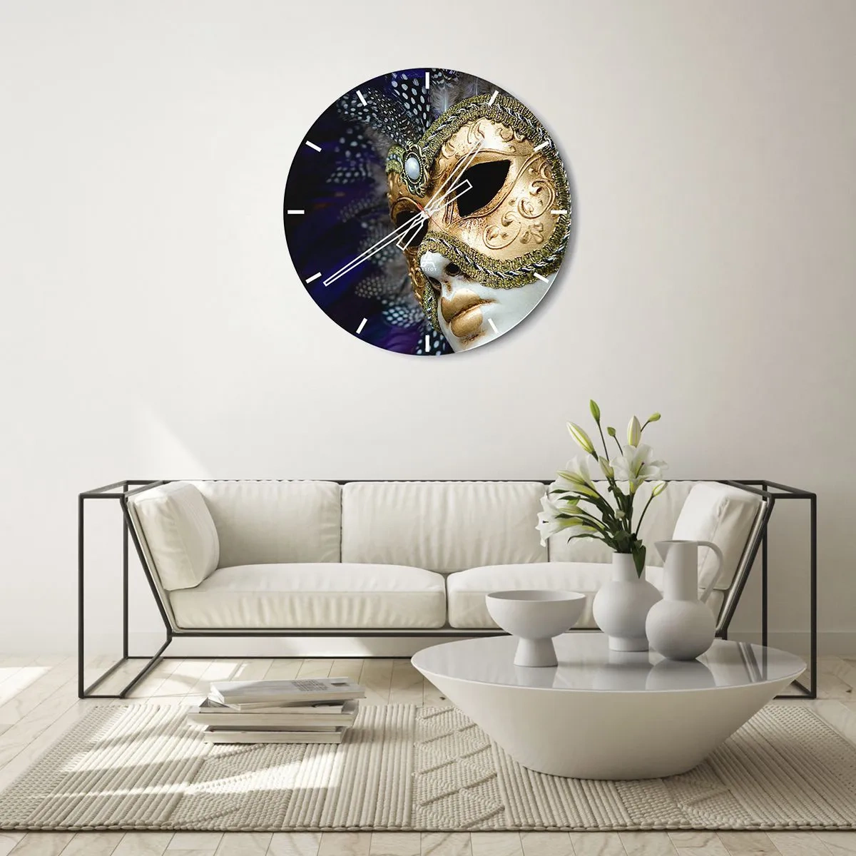 Wanduhr - Glasuhr - Venezianisches Porträt in Gold - 40x40 cm