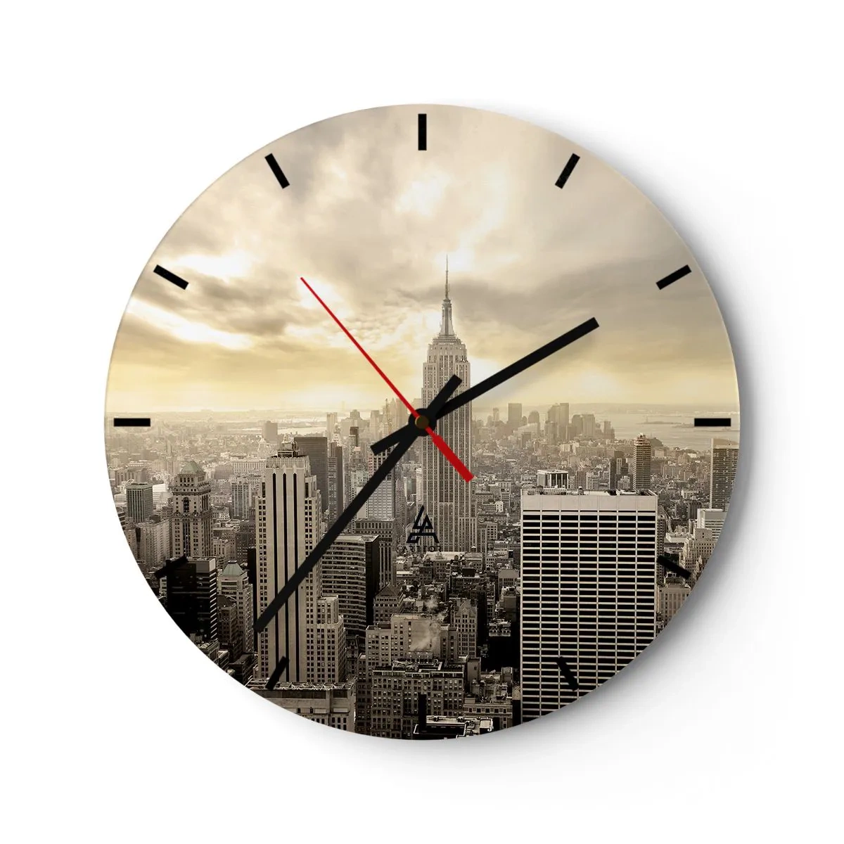 Wanduhr - Glasuhr - New York aus Grau - 40x40 cm