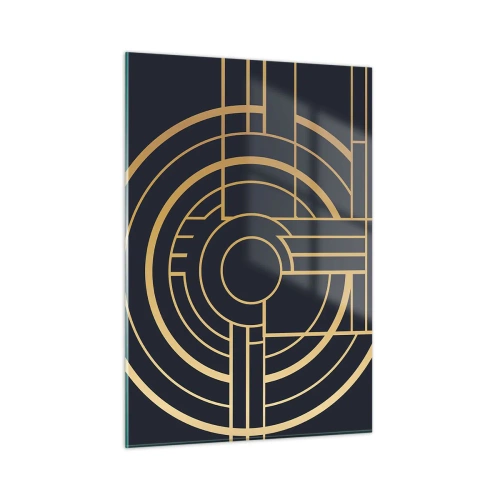 Glasbild - Bild auf glas - Gold und Schwarz geometrische Abstraktion im Art-Deco-Stil - 50x70cm - Wendungen der Dinge - Moderne Wanddekoration für Wohnzimmer und Schlafzimmer ARTTOR