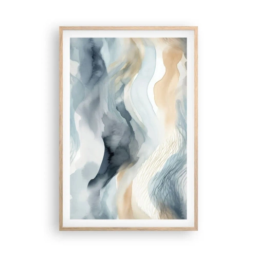 Poster in einem Rahmen aus heller Eiche - Verschneite und neblige Abstraktion - 61x91 cm