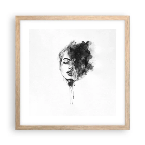 Poster in einem Rahmen aus heller Eiche - Wovon träumt das Mädchen - 40x40 cm
