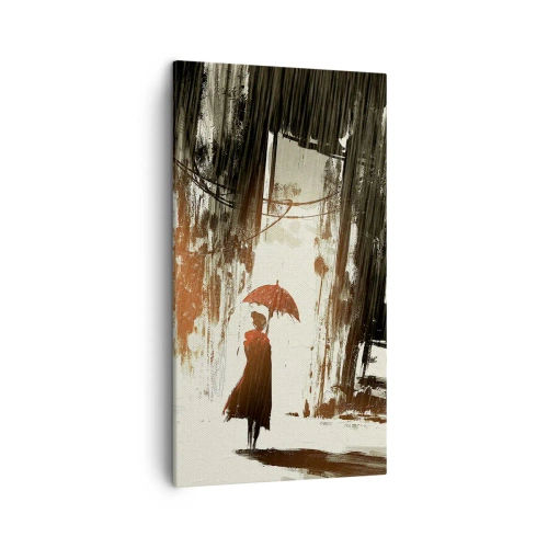 Bild auf Leinwand - Leinwandbild - Die Poesie des roten Regenschirms - 45x80 cm