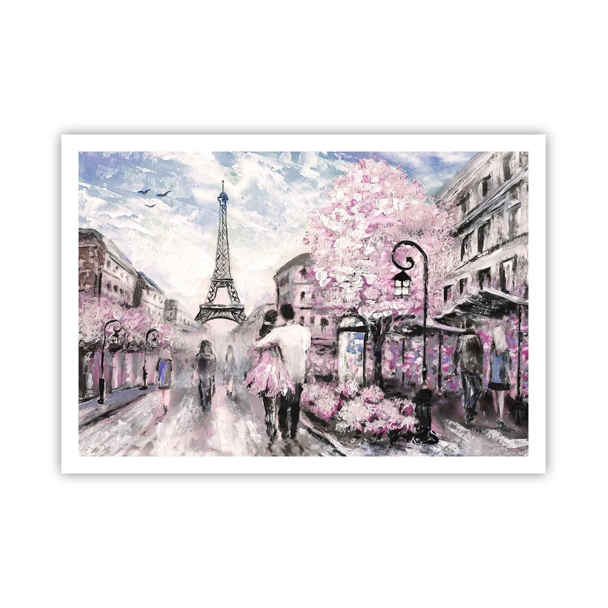 Poster - Ein romantischer Spaziergang in Paris am Eiffelturm - 100x70cm - Wie man sich verlieben kann, ist nur in ... - Moderne Wanddekoration für Wohnzimmer und Schlafzimmer ARTTOR
