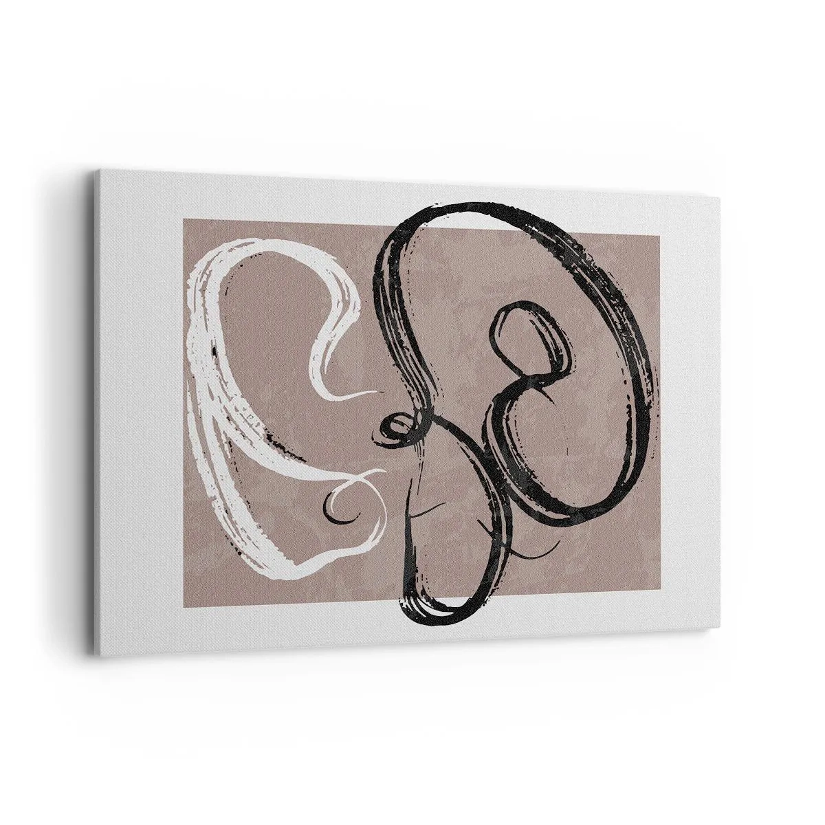 Bild auf Leinwand - Leinwandbild - Schwarz-weiße Abstraktion auf beigem Hintergrund - 100x70cm - Komposition – die Suche nach Fülle - Moderne Wanddekoration für Wohnzimmer und Schlafzimmer ARTTOR