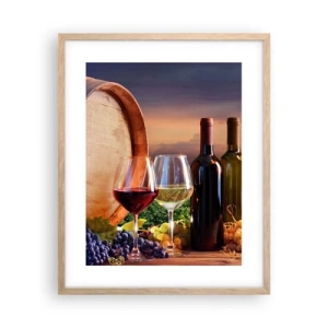 Poster in einem Rahmen aus heller Eiche - Hier schmeckt das Leben - 40x50 cm