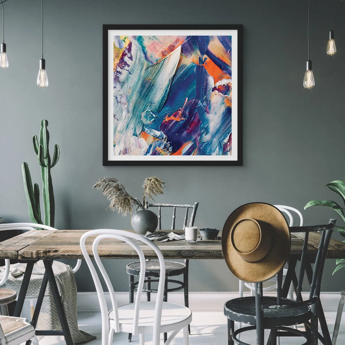 Poster in einem schwarzem Rahmen - Farbverwirrung - 40x40 cm