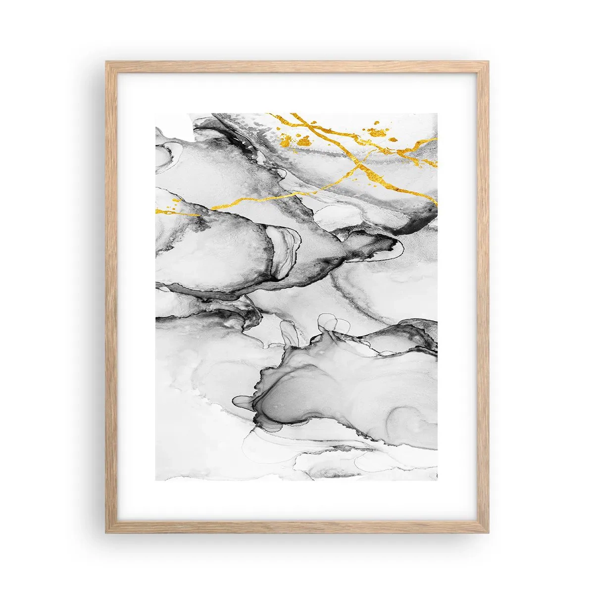 Poster in einem Rahmen aus heller Eiche - Komposition mit Goldmotiv - 40x50 cm