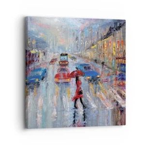Bild auf Leinwand - Leinwandbild - Regnerischer Nachmittag in der Stadt - 30x30 cm