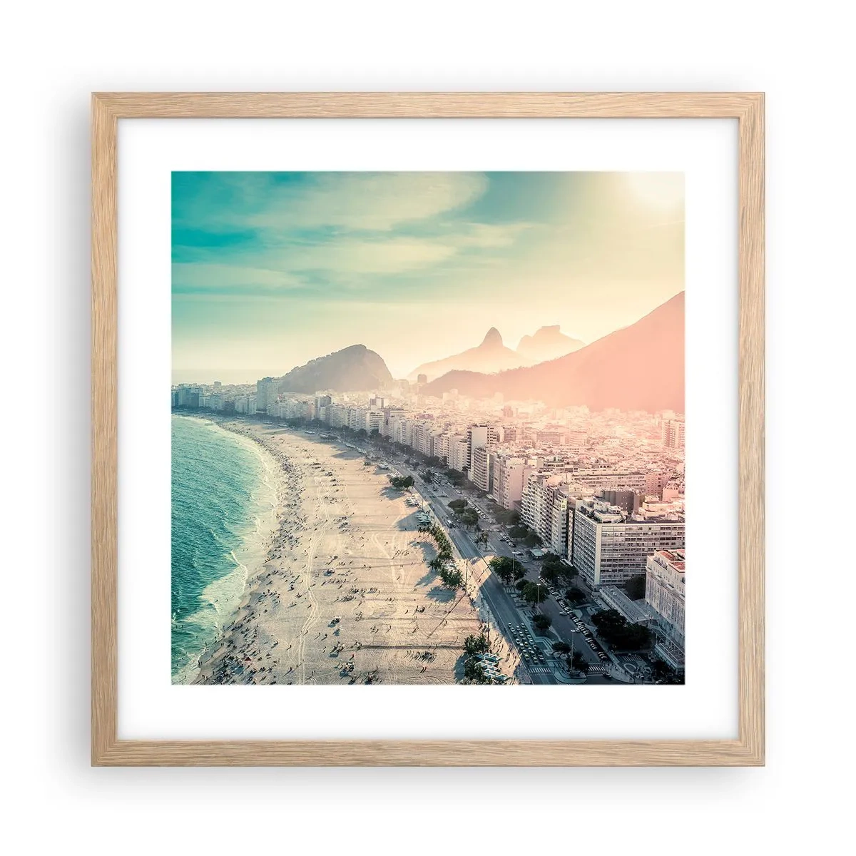 Poster in einem Rahmen aus heller Eiche - Ewiger Urlaub in Rio - 40x40 cm