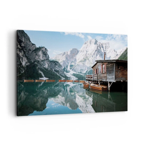 Bild auf Leinwand - Leinwandbild - Kristallklarer Bergmorgen - 100x70 cm