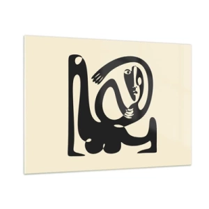 Glasbild - Bild auf glas - Abstraktes Porträt im Stil von Picasso - 100x70cm - Fast wie Picasso - Moderne Wanddekoration für Wohnzimmer und Schlafzimmer ARTTOR