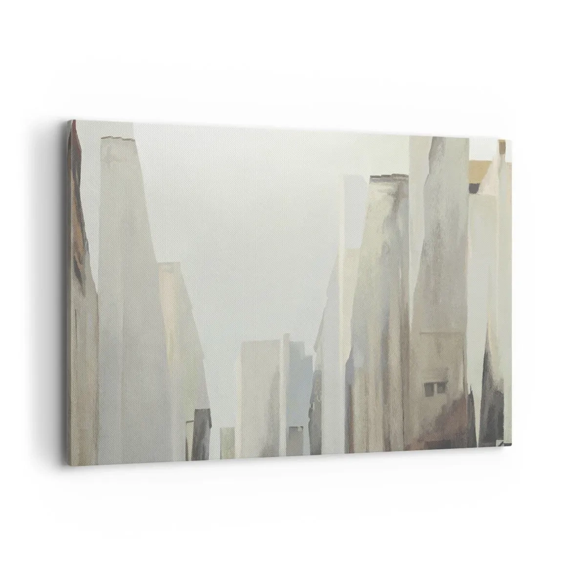 Bild auf Leinwand - Leinwandbild - Abstraktes Stadtbild in Pastelltönen - 100x70cm - Traum von der Stadt - Moderne Wanddekoration für Wohnzimmer und Schlafzimmer ARTTOR