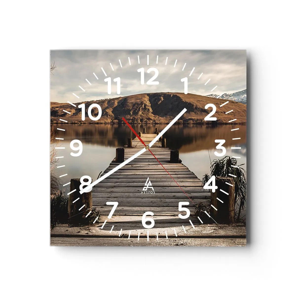Wanduhr - Glasuhr - Landschaft in Stille - 40x40 cm