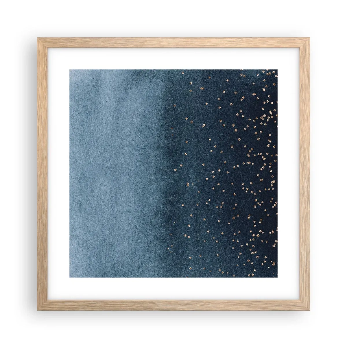 Poster in einem Rahmen aus heller Eiche - Komposition - blaue Phasen - 40x40 cm