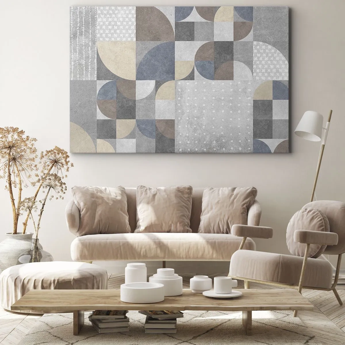 Bild auf Leinwand - Leinwandbild - Geometrisches Muster in Pastelltönen - 120x80cm - Keramische Fantasie - Moderne Wanddekoration für Wohnzimmer und Schlafzimmer ARTTOR