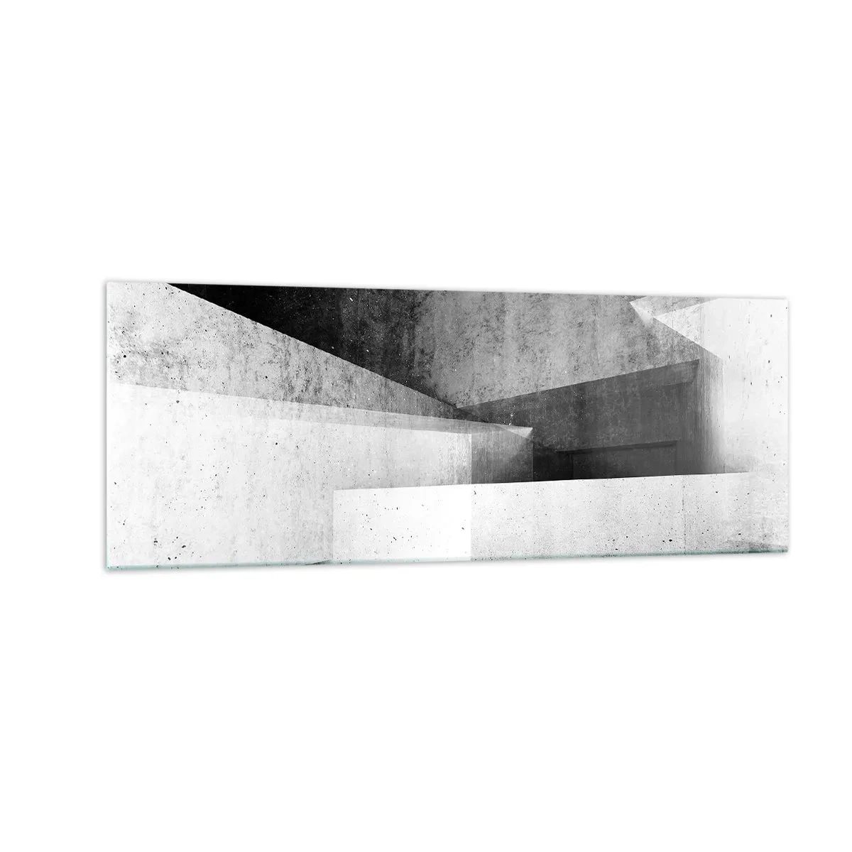 Glasbild - Bild auf glas - Geometrische Formen in einer monochromen Komposition - 140x50cm - Die Raumstruktur - Moderne Wanddekoration für Wohnzimmer und Schlafzimmer ARTTOR