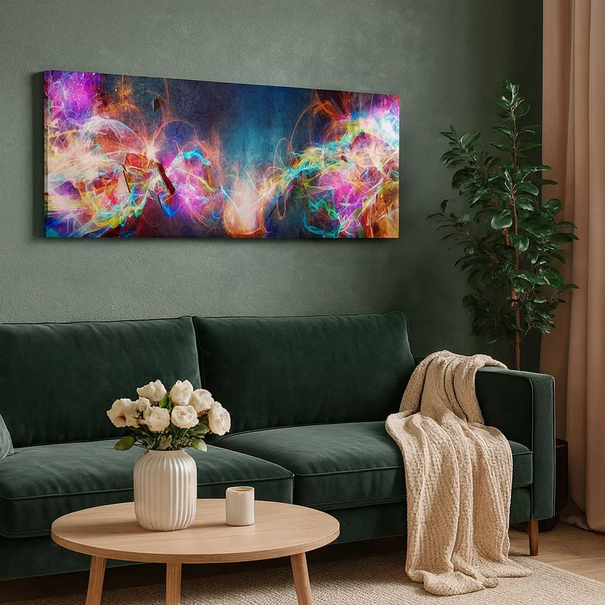 Bild auf Leinwand - Leinwandbild - Freudig gegen die Dunkelheit - 100x40 cm