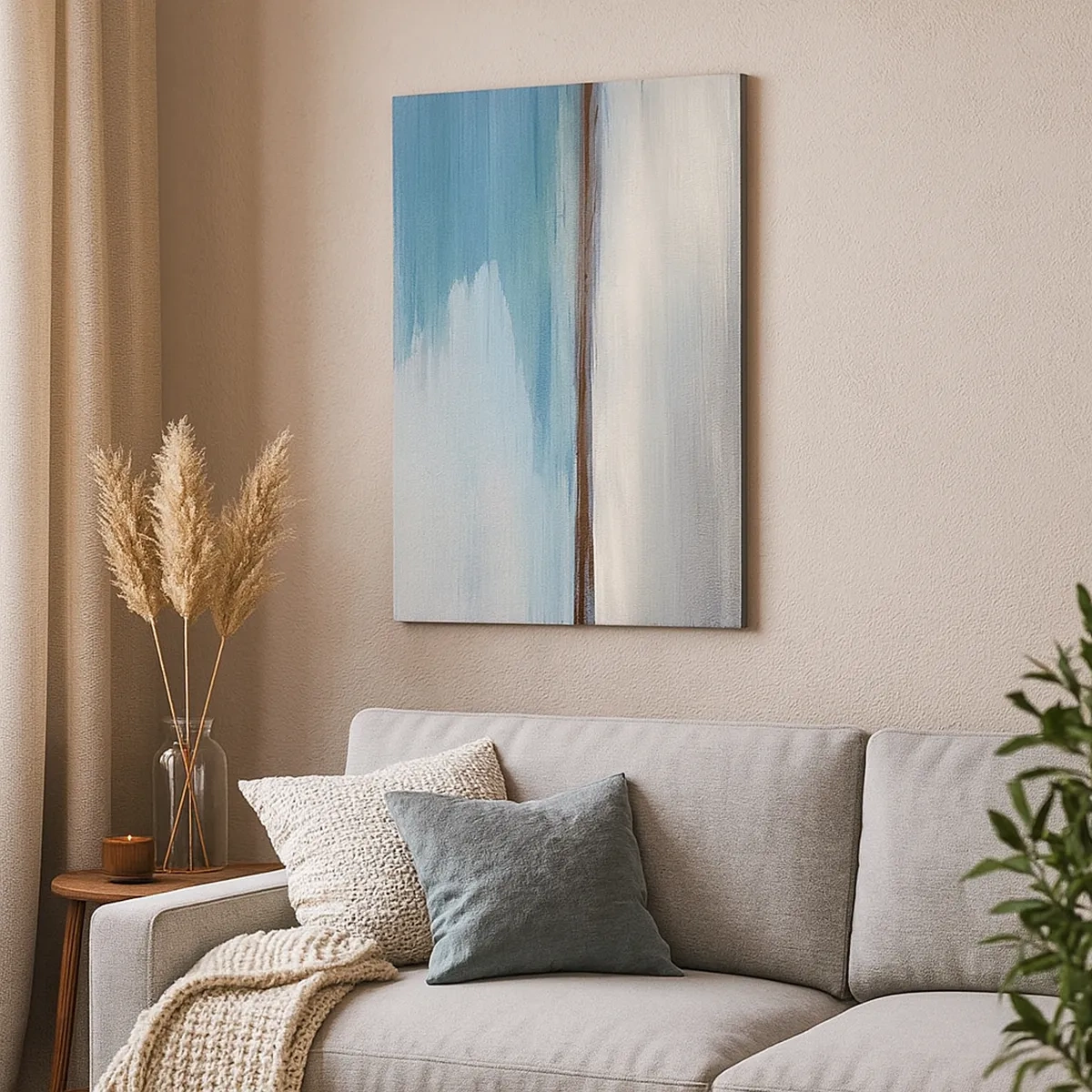 Bild auf Leinwand - Leinwandbild - Eine minimalistische Landschaft mit Wasserlinie und Horizont - 50x70cm - Horizontale Landschaft - Moderne Wanddekoration für Wohnzimmer und Schlafzimmer ARTTOR