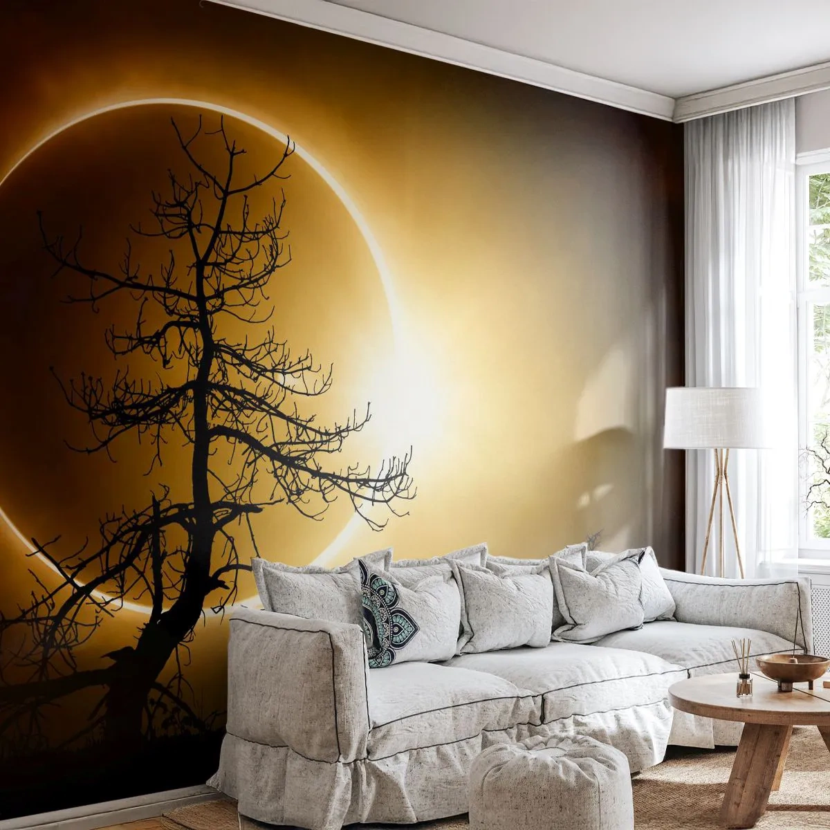 Selbstklebende Fototapete Deluxe Sticker - Totale Finsternis - Finsternis, Baum, Landschaft - 500x350 cm
