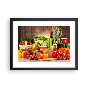 Poster in einem schwarzem Rahmen - Geräuchert, gebacken und eingelegt - 40x30 cm