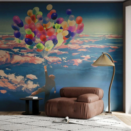 Fototapete Premium Canvas - Ein Kindheitstraum wird wahr - Für Kinder, Bunte Luftballons, Abstraktion - 350x256 cm