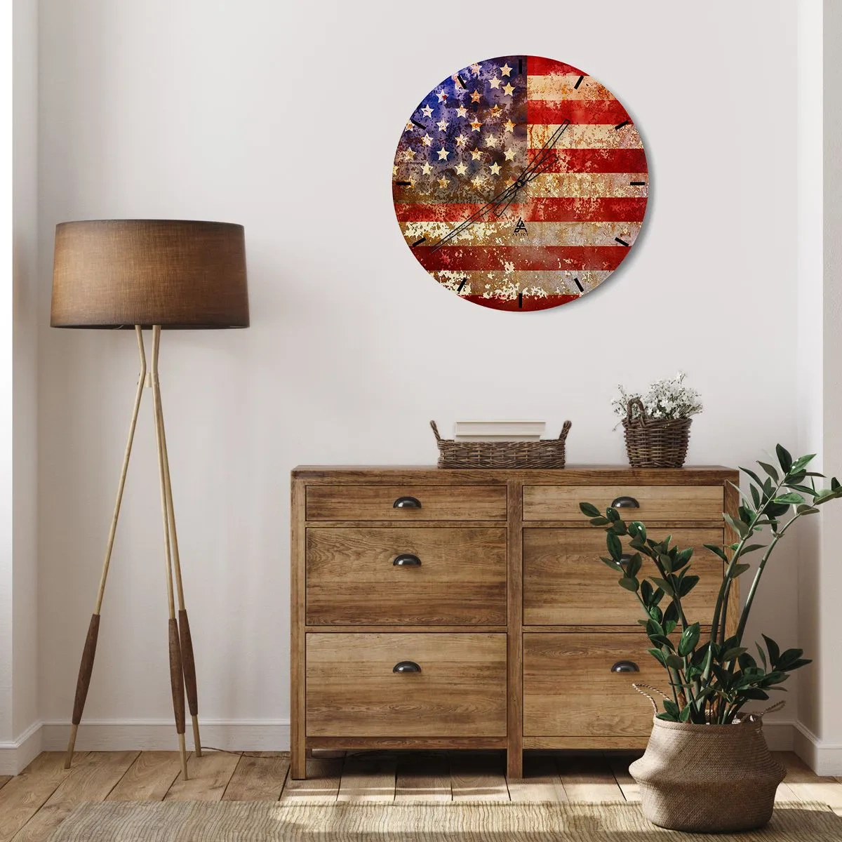 Wanduhr - Glasuhr - Rustikale Vintage amerikanische Flagge - 30x30cm - Ruhm verblasst nicht - Moderne Wanddekoration für Wohnzimmer, Küche und Schlafzimmer ARTTOR