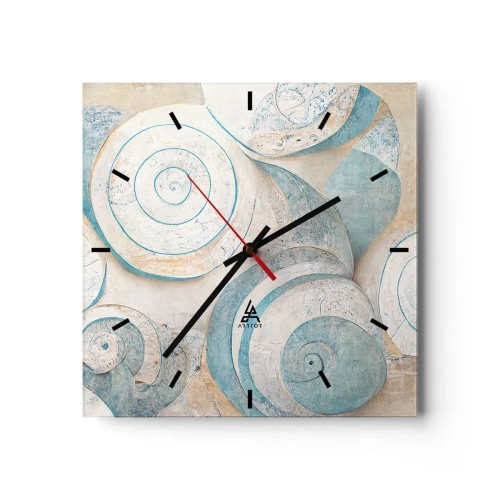 Wanduhr - Glasuhr - Was verbirgt sich in der Muschel? - 40x40 cm