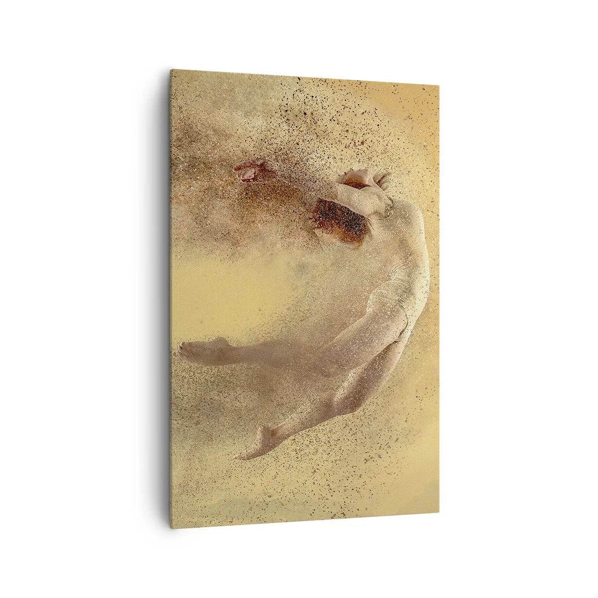Bild auf Leinwand - Leinwandbild - Eine Figur in dynamischer Bewegung mit zerfallendem Effekt - 80x120cm - In tanzender Ekstase - Moderne Wanddekoration für Wohnzimmer und Schlafzimmer ARTTOR